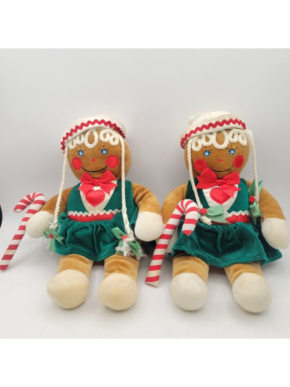Target Christmas Gingerbread Girl Lot of 2 Plush Vintage 1990 Candy Cane Dress